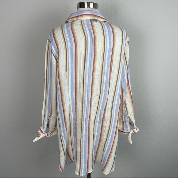 Soft Surroundings Multi Color Stripe Gauzy Button Down NWOT Top XL - Picture 7 of 10